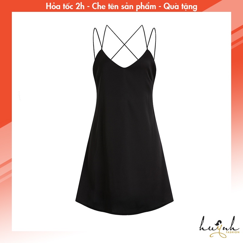Váy ngủ lụa hai dây trơn mặc nhà hở lưng cao cấp GUIRUO - N62