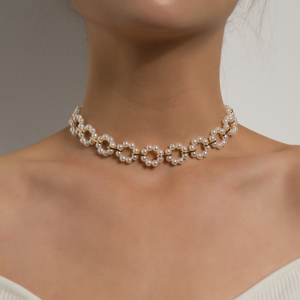(0291) Vòng Cổ Choker Hoa Ngọc Sang Trọng Nữ Tính Phong Cách Hàn Quốc