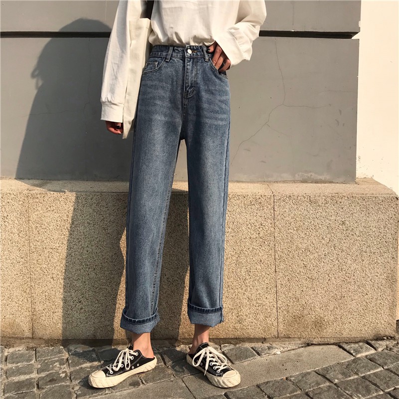 [Hàng có sẵn] Quần jeans nữ suông Ulzzang Quảng Châu QDJ33