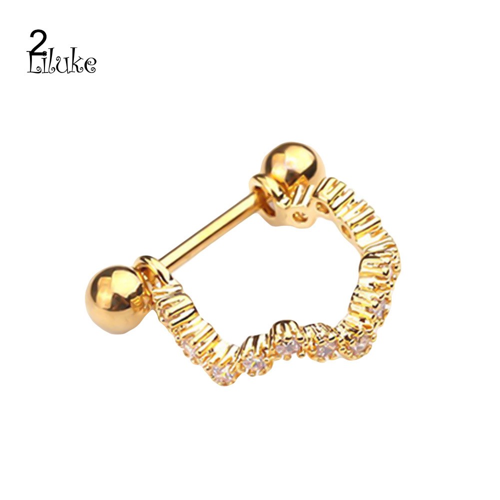 1 Đôi Khuyên Tai Tròn Đính Đá Thời Trang Cho Nữ