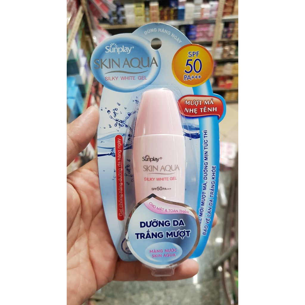 sữa Chống Nắng Dưỡng Da Trắng Mượt Sunplay Skin Aqua Silky White Gel SPF50++/PA+++ 30g