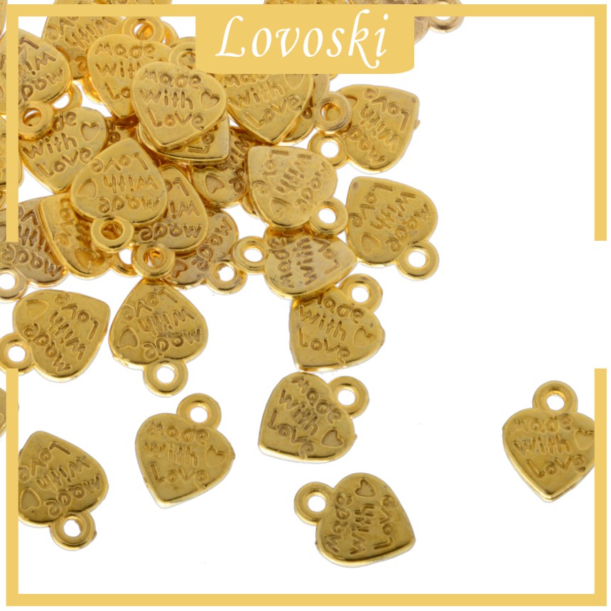 CHARMS Bộ 50 Mặt Dây Chuyền Hình Trái Tim Màu Vàng Đồng