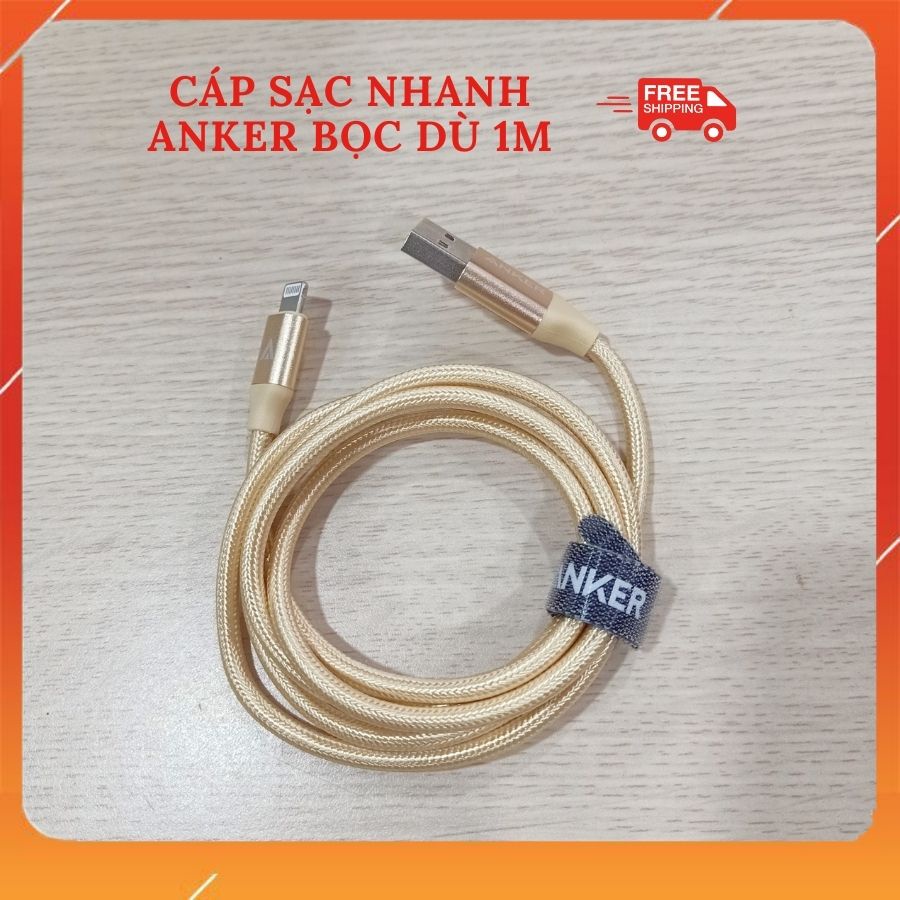 Dây Cáp Sạc Nhanh Dây Dù Lightning 1m Cho Phụ Kiện Iphone, Hỗ Trợ Sạc Nhanh 12w