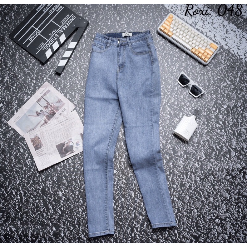 [Bigsize 32-36] Quần Jean Skinny Xanh Nhạt Rách Chéo - Vuông Lai