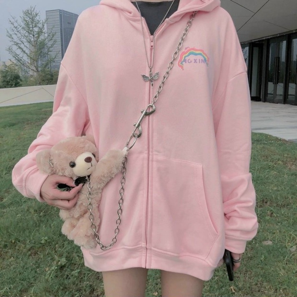 Áo khoác hoodie ❤️FREESHIP❤️ Áo hoodie nỉ dây kéo unisex cho nam và nữ Freesize in cầu vồng INGXING - KN9 | BigBuy360 - bigbuy360.vn