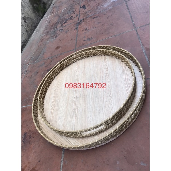 Mâm gỗ đựng bát đĩa - Mâm gỗ đựng bộ bát đĩa hoa mặt trời