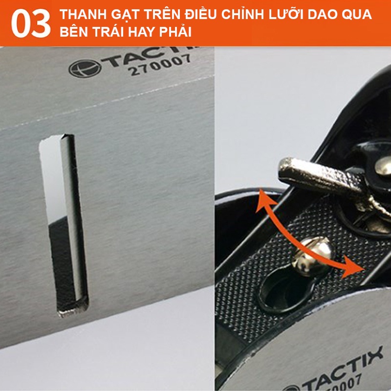 Bào gỗ cầm tay 180mm TACTIX 270007, bàn bào mini lưỡi bào 41mm-1,5 inch tính ứng dụng cao, làm đồ DIY