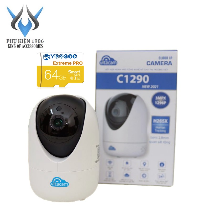 Camera IP Wifi Vitacam C1290 3.0MP FullHD+ 1536P hồng ngoại ban đêm, góc quan sát siêu rộng (Trắng) - Phụ Kiện 1986