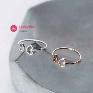 Nhẫn Nữ Bạc 925 Hình Trái Tim Đôi