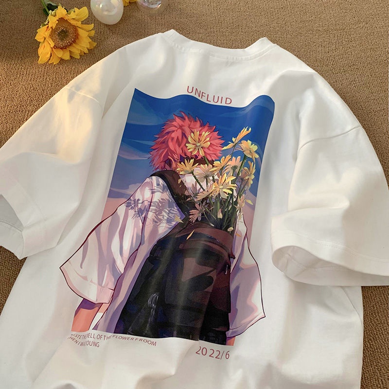 Áo Thun Tay Ngắn Dáng Rộng 2022 Họa Tiết Hoạt Hình Phong Cách Mùa Hè Mới Cho Nam