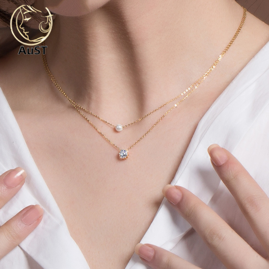 Vòng cổ Hai Lớp Đính Ngọc Trai Nhân Tạo Thời Trang Dành Cho Nữ