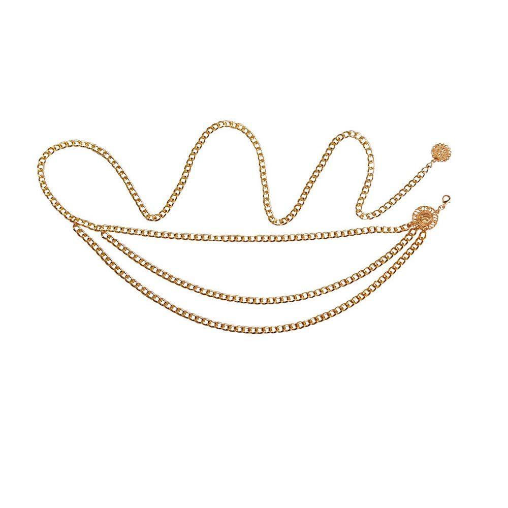 BERNARDO Waist Chain Bohemian Stitching Round Pendant Sun Flower Alloy Chains Adjustable Women Body Chain