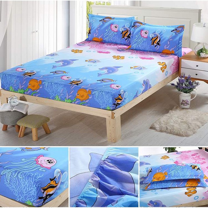 Ga trải giường chống thấm cotton 2 lớp loại tốt siêu mềm, siêu đẹp bộ 1 món (ga giường) shop19k