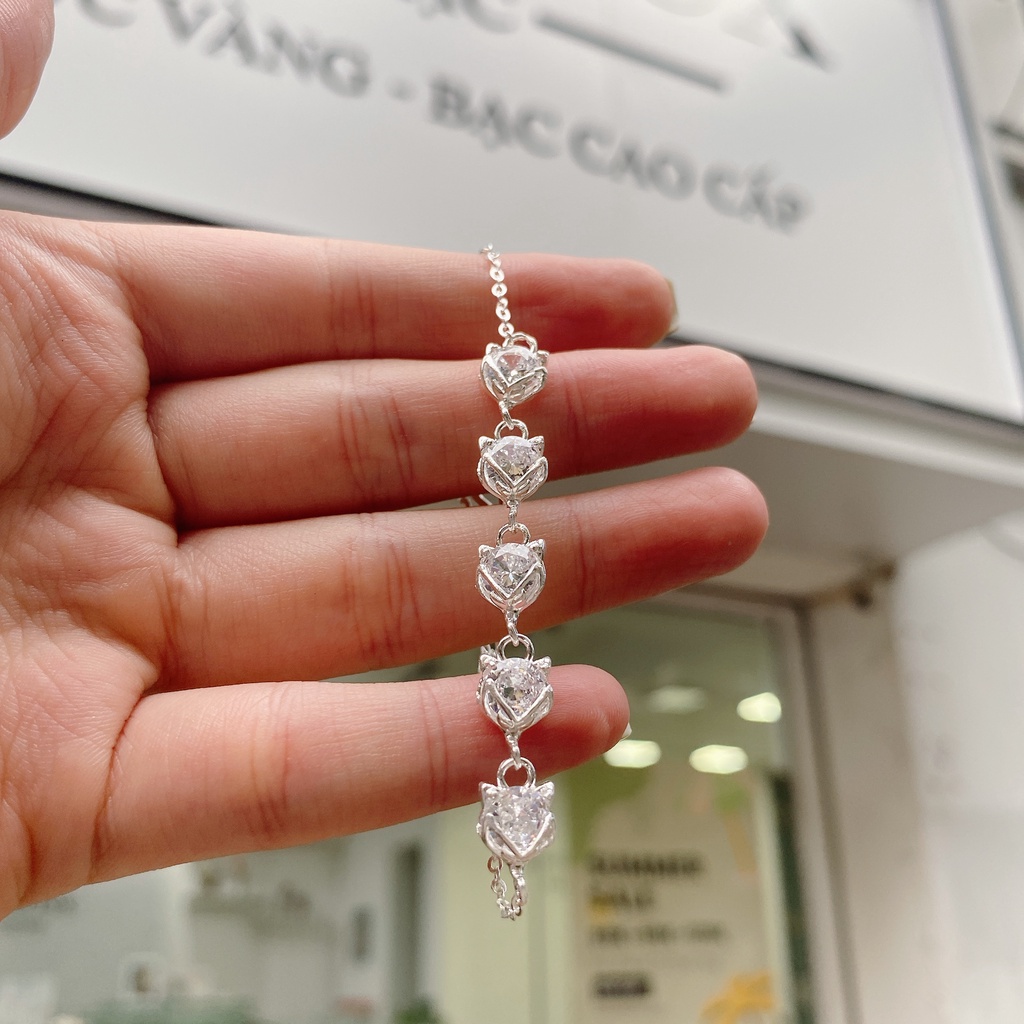 Vòng Tay, Lắc Chân Bạc S925 CaoBac Silver Họa Tiết Năm Hồ Ly Đinh Đá Phong Cách Nhẹ Nhàng Dành Tặng Cho Bạn Gái