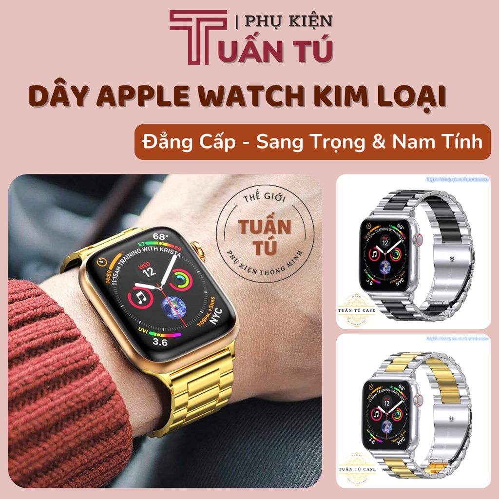 Dây đồng hồ Apple Watch hợp kim thép không gỉ nhiều màu cho các dòng Apple Watch series Se/6/5/4/3/2/1