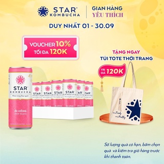 Thùng 12 lon thức uống lên men STAR KOMBUCHA Ổi Hồng / Pink Guava (250ml/lon)