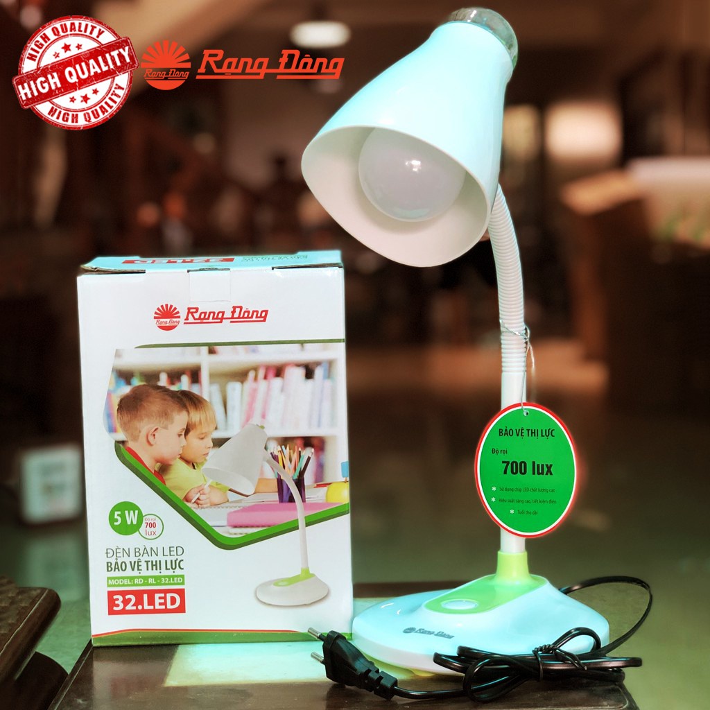 Đèn Học Để Bàn Chống Cận Rạng Đông RD-RL-32.LED Kèm Bóng Đèn Ánh Sáng Vàng Chính Hãng - BH 24 Tháng