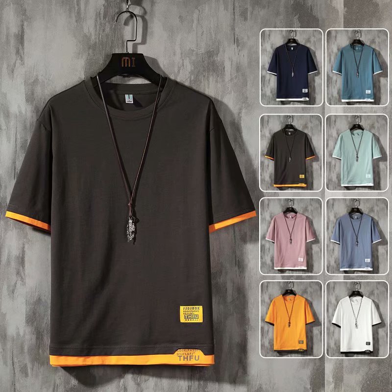 Áo Thun Tay Ngắn Cổ Tròn Màu Trơn Phong Cách Nhật Bản Thời Trang Cho Nam Nữ Size M-3XL