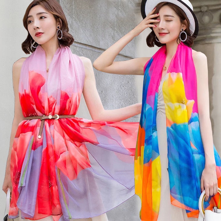 [Trang Sức Đẹp] [Siêu Lớn] Khăn Choàng Dài Chống Nắng Đi Biển Bằng Lụa Chiffon Thời Trang Xuân Hè Có Kích Thước Lớn Đa Chức Năng Cho Nữ