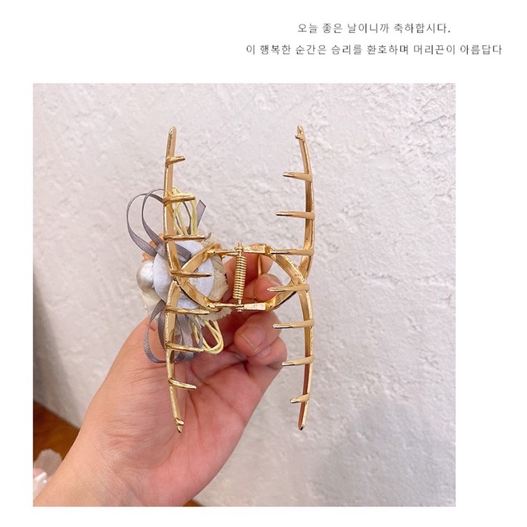 Kẹp tóc kim loại đính hoa 1 bên sang chảnh nữ tính kẹp tóc hoa sau đầu Hàn Quốc