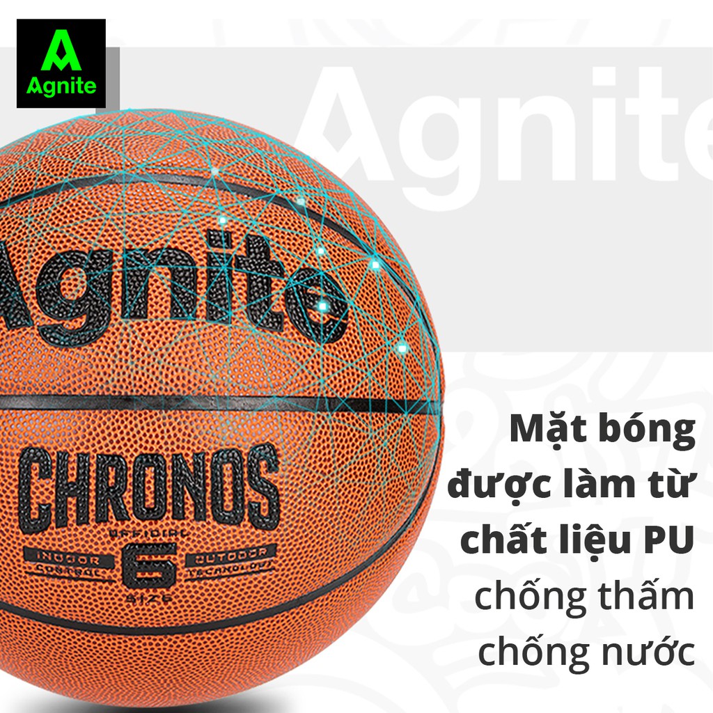 Quả bóng rổ Agnite số 6 cao cấp đạt tiêu chuẩn - da PU cực bền, đẹp, chống bẩn, không mòn, hàng chuẩn chính hãng - F1158