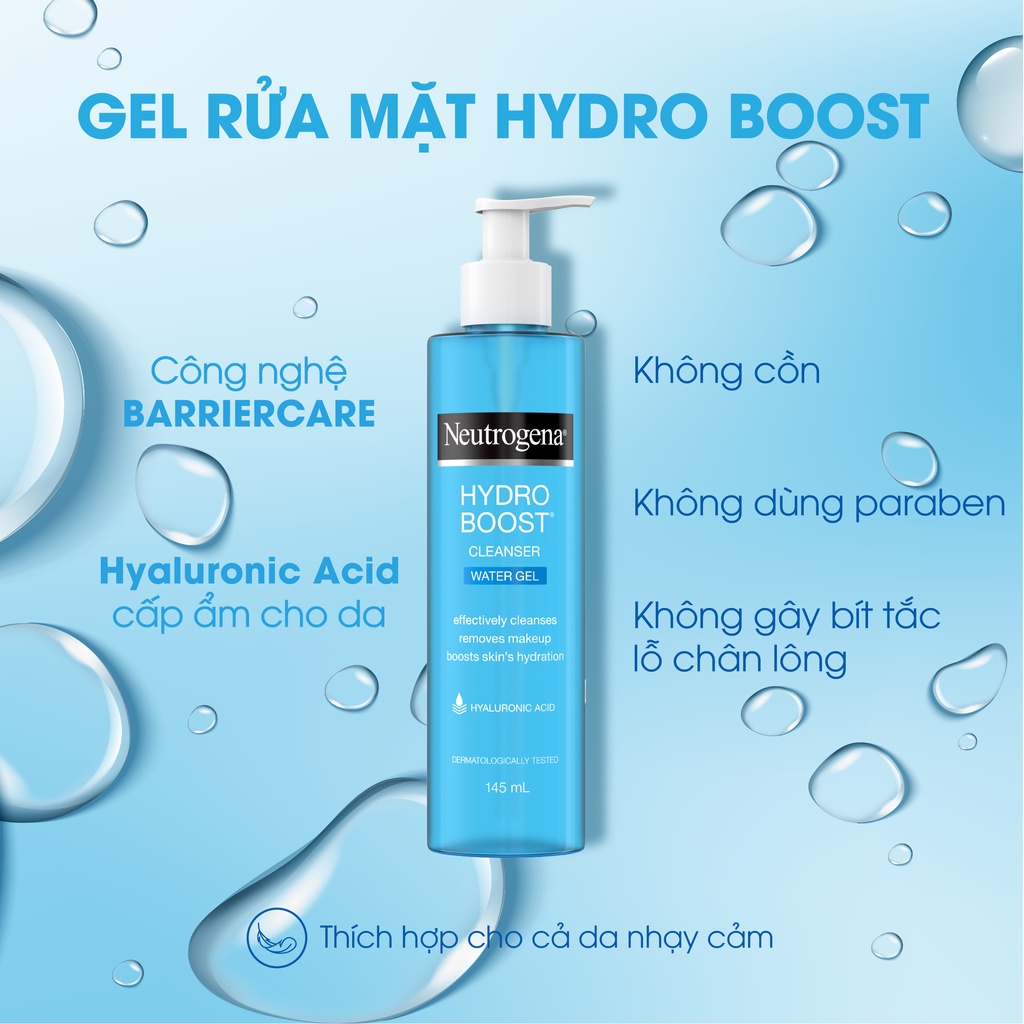 Gel rửa mặt Neutrogena Hydro Boost Cleanser Water Gel 145ml