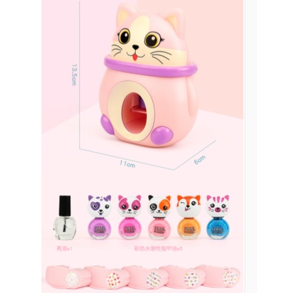 [Hàng Sẵn mới về] Bộ đồ chơi Dụng cụ làm nail in móng Sticker cho bé Siêu Đáng yêu - Bộ đồ chơi Mèo Sơn móng tay