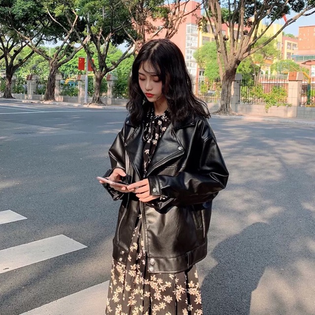 Áo khoác da nữ classic