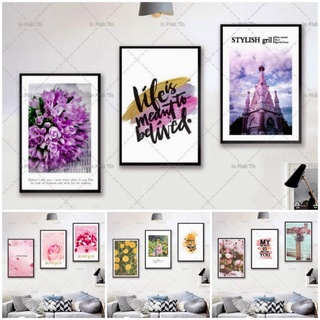 Bộ 3 TRANH TREO TƯỜNG, DÁN TƯỜNG trang trí decor phòng khách, không cần khoan tường