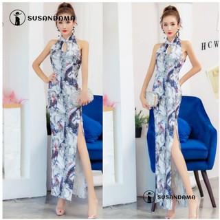 Đầm sườn xám không tay phong cách Trung Hoa cổ điển