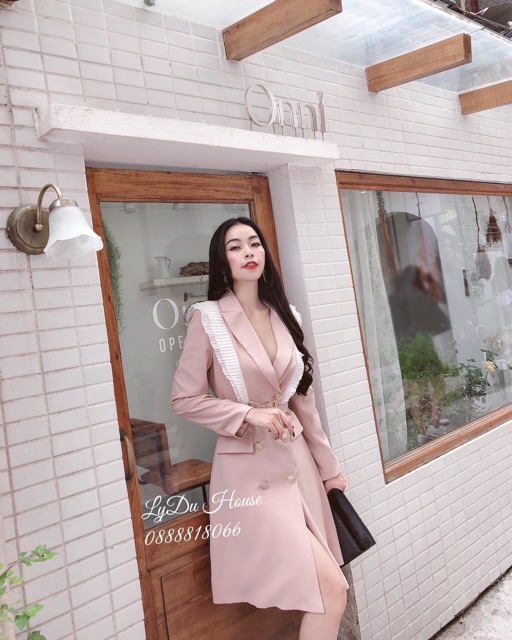 Đầm vest viền bèo dập ly (hình thật+video) | BigBuy360 - bigbuy360.vn