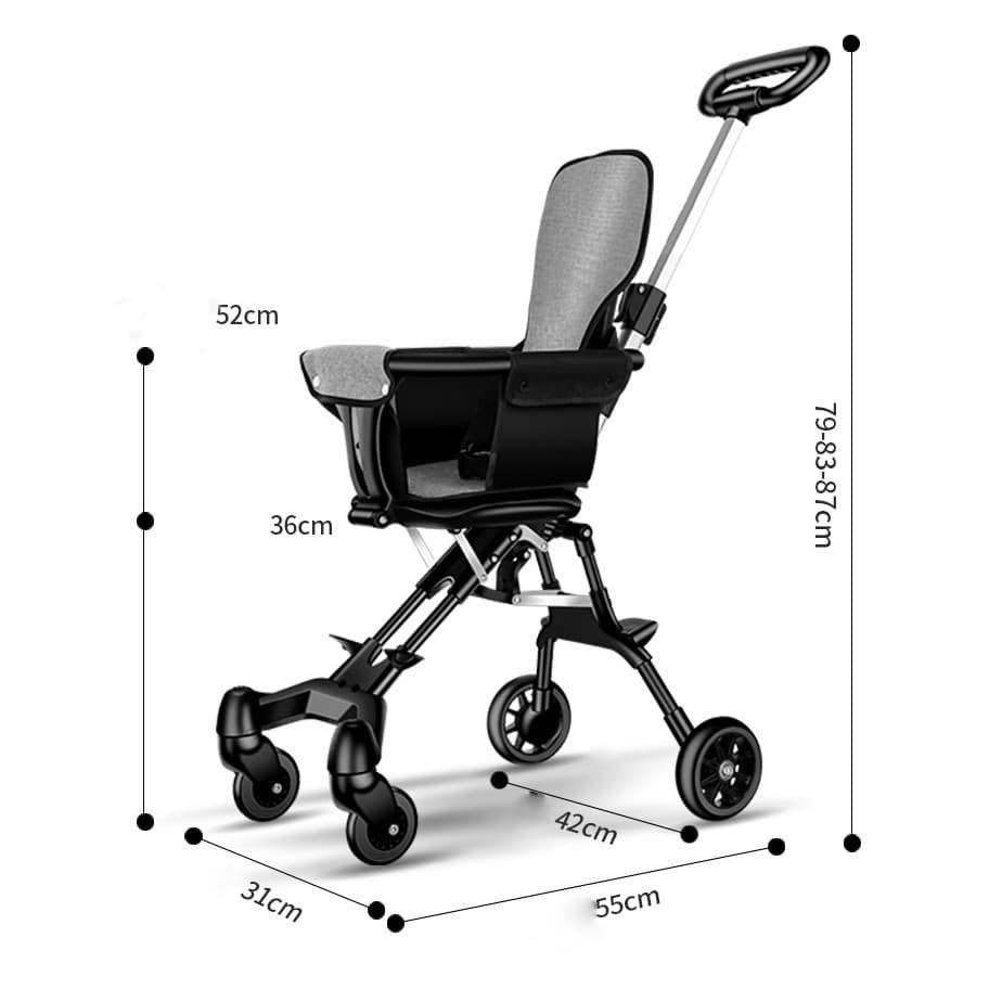Xe đẩy 4 bánh gấp gọn Đảo 2 Chiều Siêu nhẹ Cao cấp cho bé