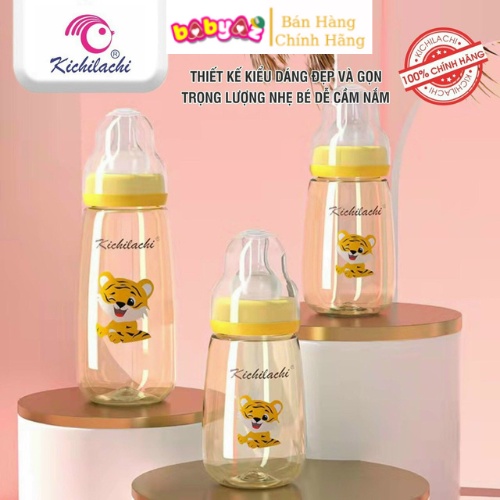 Bình Sữa Kichi Cổ Hẹp Ppsu 150ml 250ml Bình Sữa Cho Bé Hình Hổ Gấu Cao Cấp