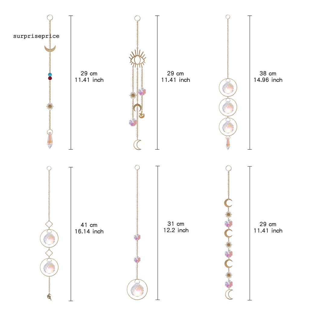 Chuông Gió Hình Ngôi Sao/Mặt Trăng/Mặt Trời Bằng Pha Lê Giả Kim Loại Chống Vỡ Trang Trí Nhà Cửa