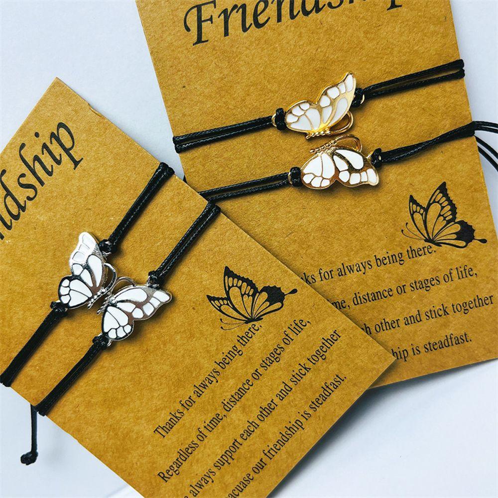 Bộ 2 Vòng Tay Vải Dệt Hình Bướm Dễ Thương Phong Cách Hàn Quốc Cổ Điển Cho Nữ