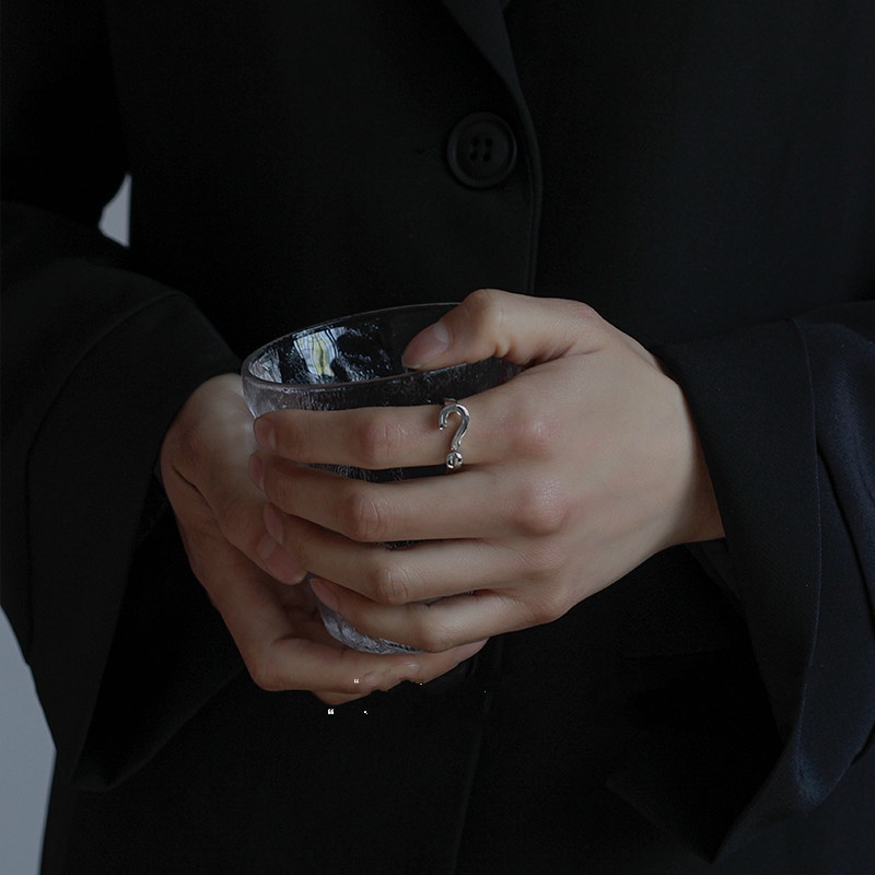 Nhẫn Hở Hình Dấu Hỏi 191132Nhẫn Đeo Ngón Trỏ Phong Cách Hip Hop Sang Trọng Thời Trang