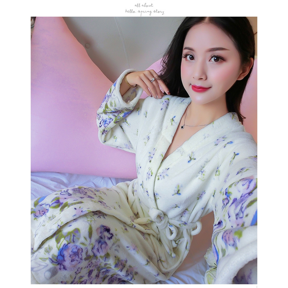 Áo Choàng Tắm Dài Tay Bằng Lông Cừu Thời Trang Dành Cho Nữ | BigBuy360 - bigbuy360.vn