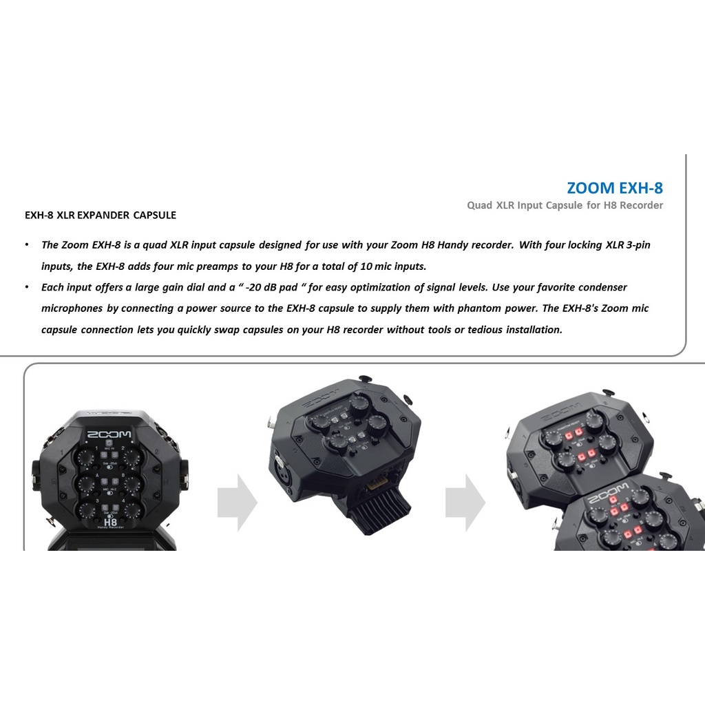 Bộ mở rộng kết nối thêm 4 microphone cho máy ghi âm H8 ZOOM EXH-8