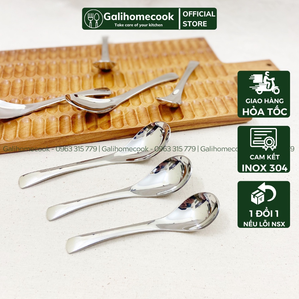 Thìa ăn chè, ăn phở, súp inox 304 phong cách Châu Âu sang trọng cao cấp | Galihomecook CH