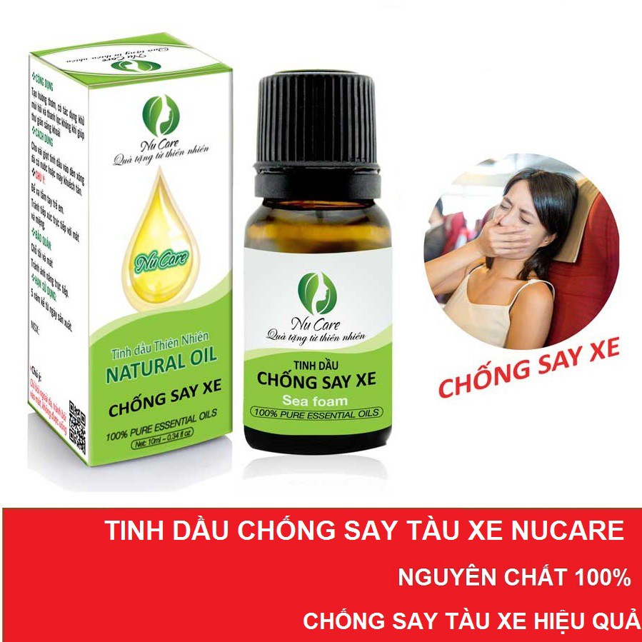 Dầu Chống Say Tàu Xe Nguyên Chất giúp tinh thần thoải mái, chống mệt mỏi, buồn nôn, chống say tàu xe, freeship NuCare