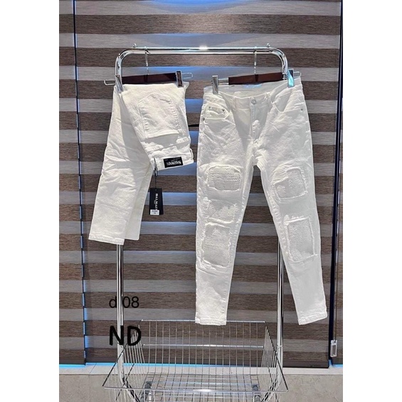 Quần jean nam Amiri rách vá vải nhăn cao cấp 8191-3440, jean bò rách gối phối vải siêu chất, Bin Store