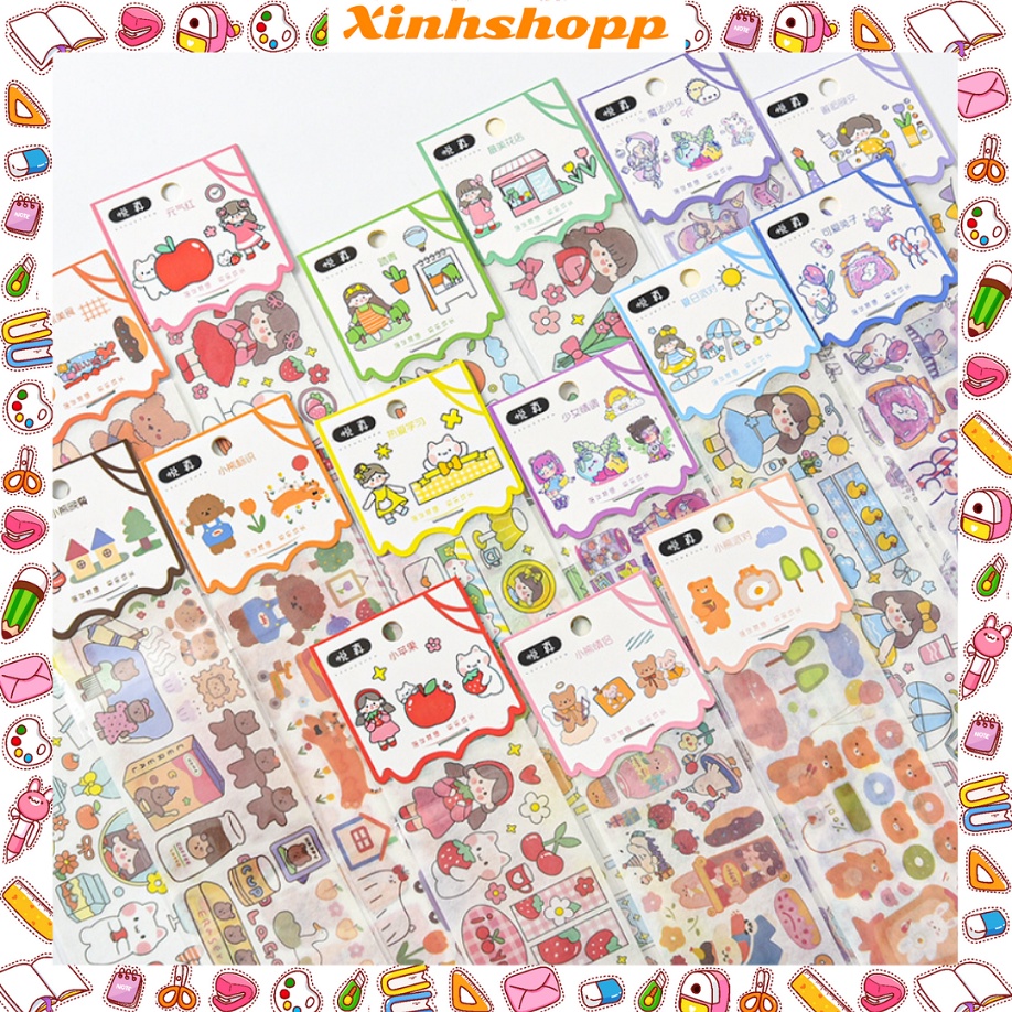 Sticker Diy Cô Gái Gấu Thỏ (1 Miếng)