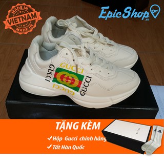 Giày trắng da mềm nam nữ logo vàng (ảnh thật, fullbox)
