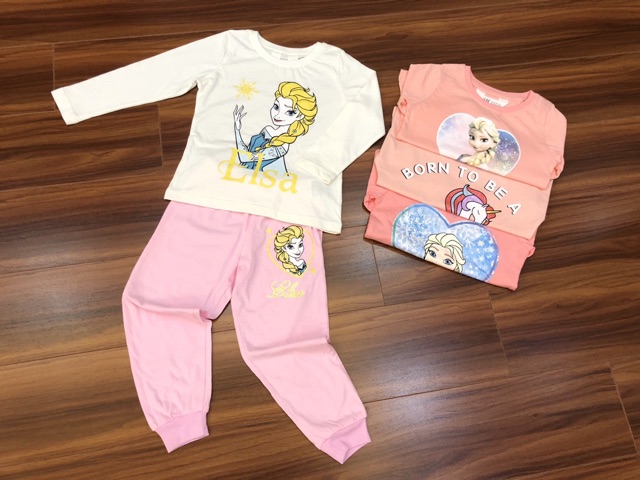 Bộ cotton dài tay bé gái