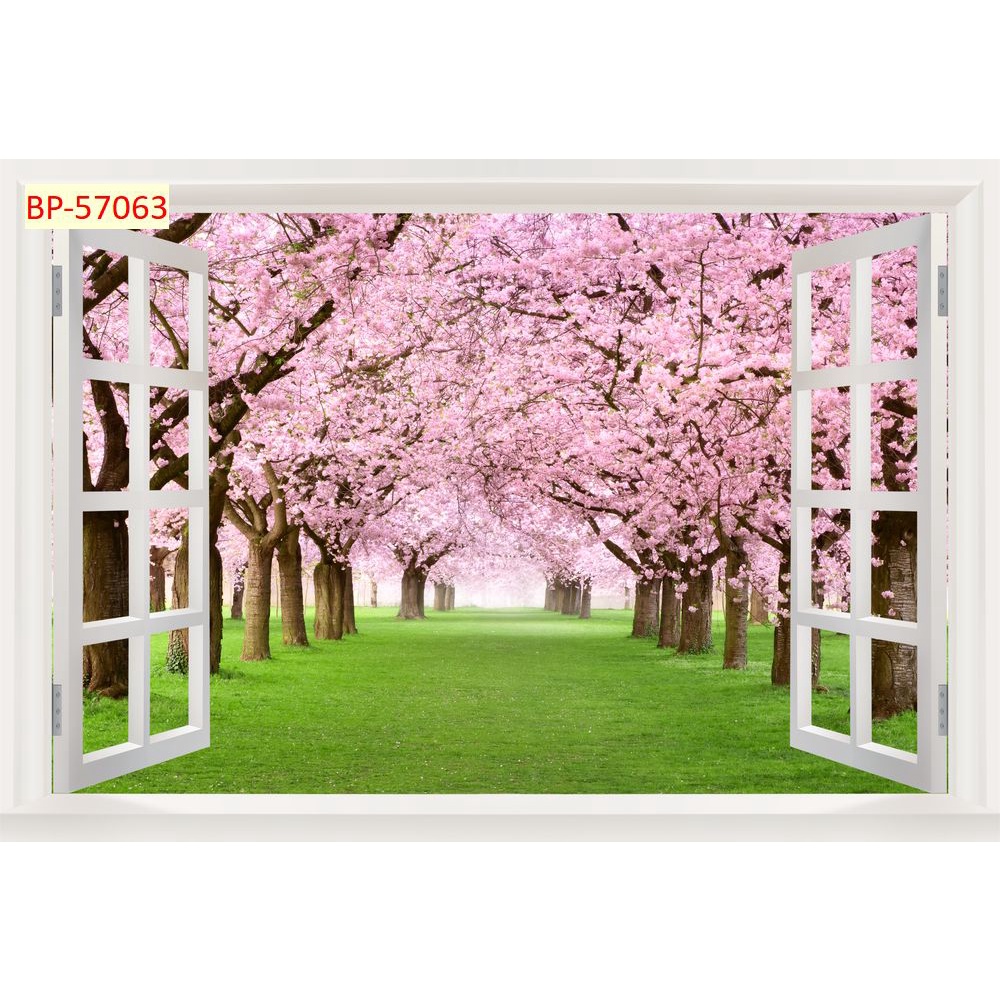 Tranh dán tường 3D khung cửa sổ sang trọng, lịch sự