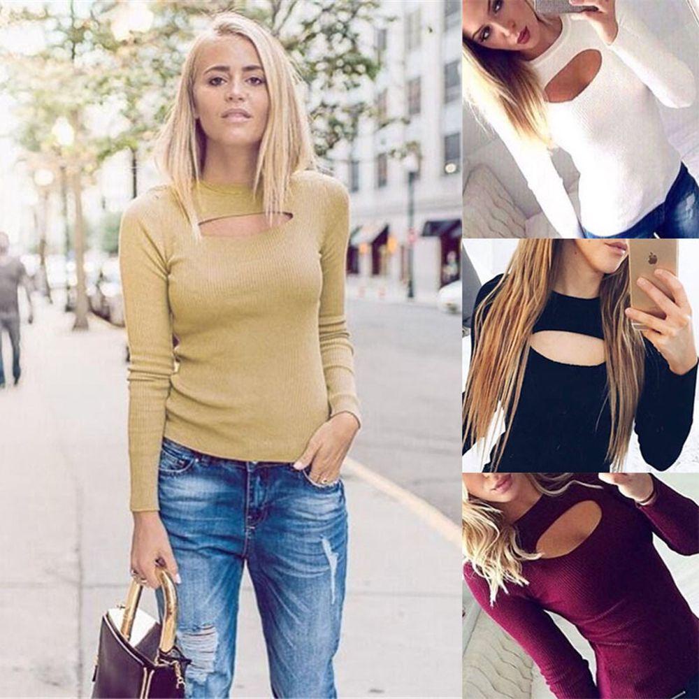 Áo Sweater Tay Dài Hở Vai Quyến Rũ Thời Trang Cho Nữ