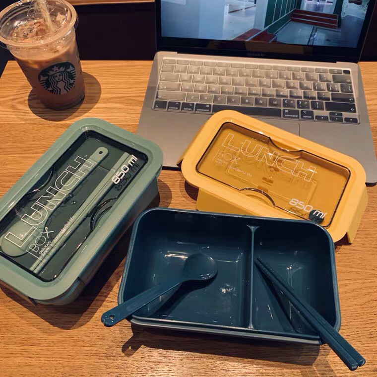 Hộp đựng cơm văn phòng cao cấp kèm đũa thìa 850ml