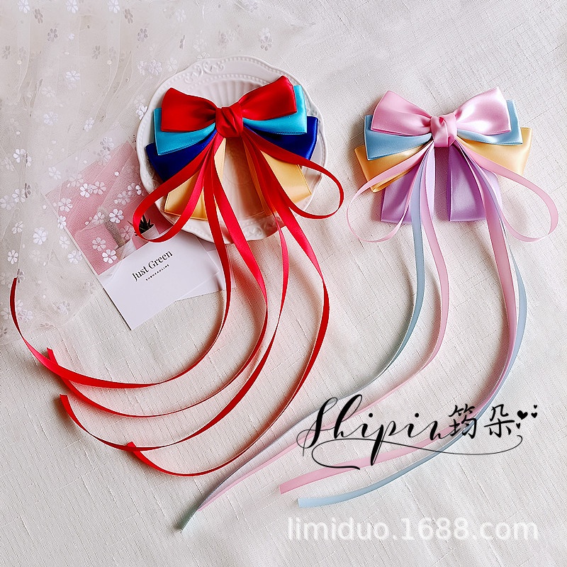 Kẹp Tóc Nơ Ruy Băng Lớn Màu Trắng Phong Cách Công Chúa Bạch Tuyết Mới Cho Bé Gái