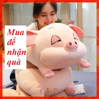 Gấu Bông Heo Ngủ ⚡ FREESHIP ⚡ Gấu Bông Heo Bông Ngủ Cao Cấp 1m