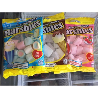 Combo 5 gói 40g kẹo xốp Marshies hương dâu, vanilla, socola